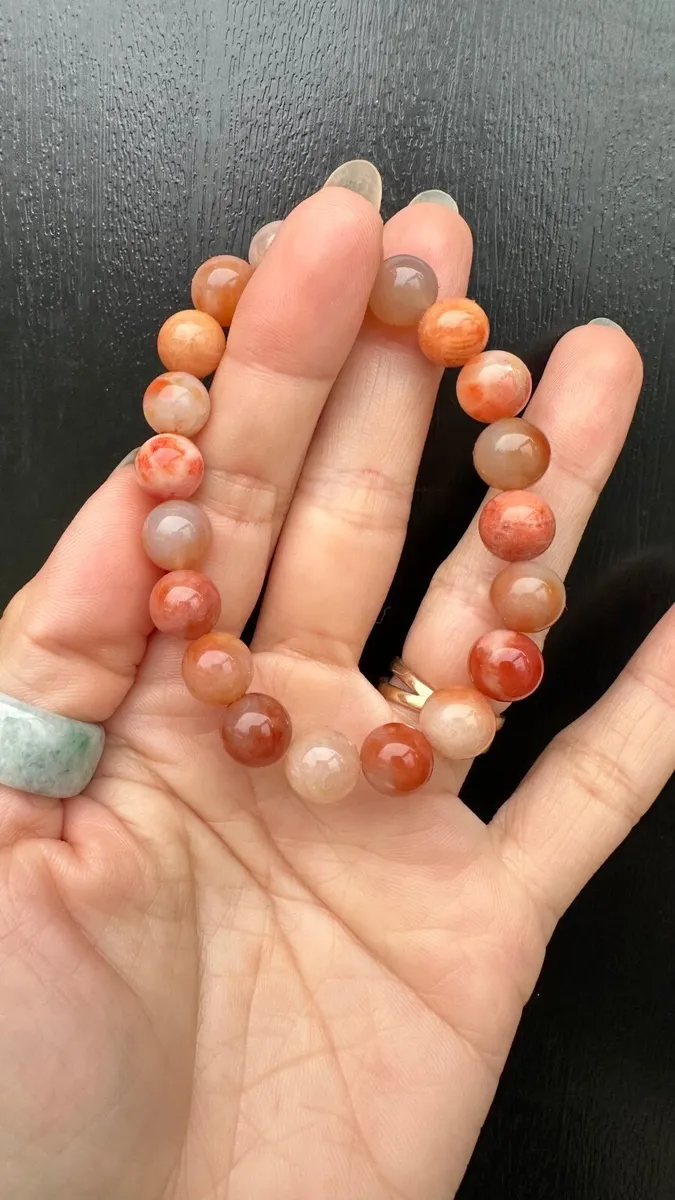 Natural Fossil Coral Bead Bracelet - Image 1