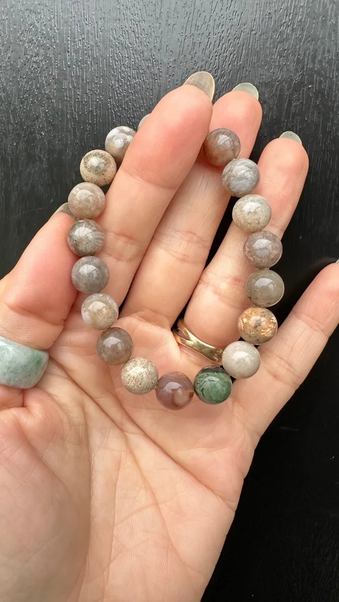 Natural Fossil Coral Bead Bracelet - Image 3