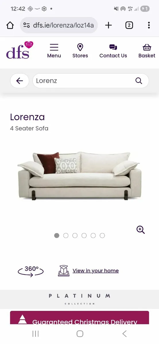 4 Seater Cream Sofa - Image 1