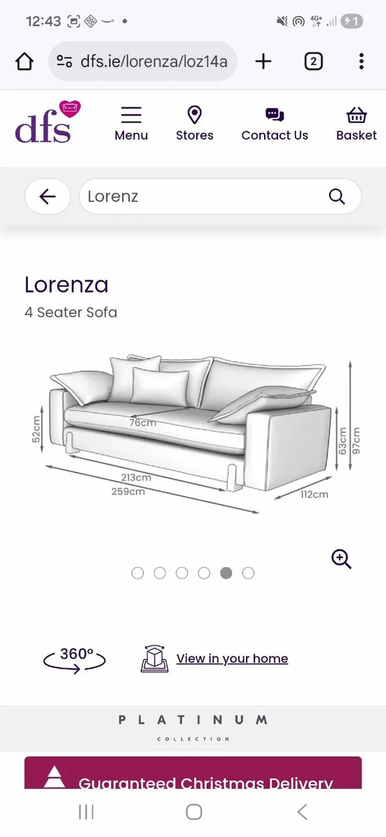 4 Seater Cream Sofa - Image 2