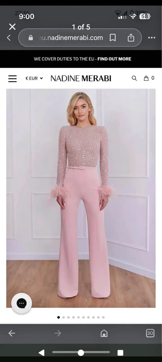 Nadine merabi Amelia pink jumpsuit size small - Image 1