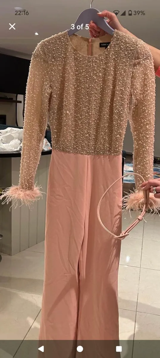 Nadine merabi Amelia pink jumpsuit size small - Image 3