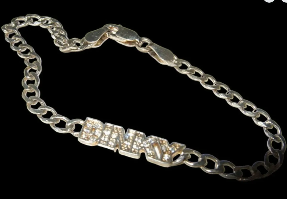 Vintage Hallmarked Silver Gemset Logo Bracelet - Image 4