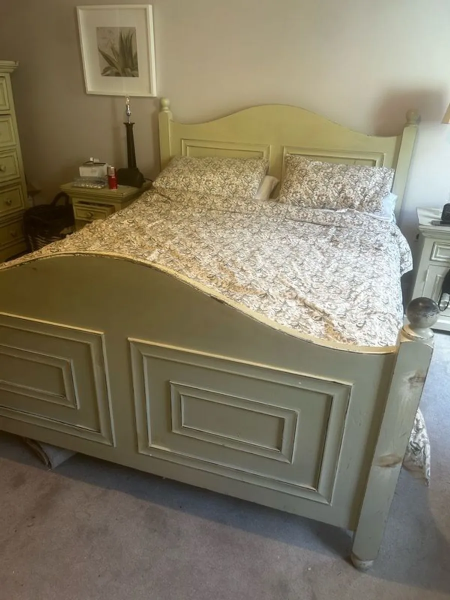King size painted bed frame .