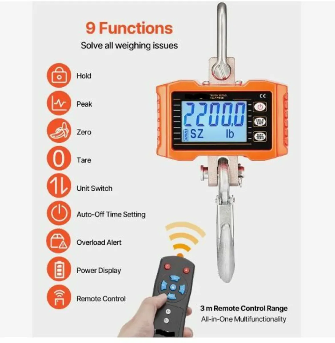 Digital Crane Scale, 2200 lbs/1000 kg - Image 2