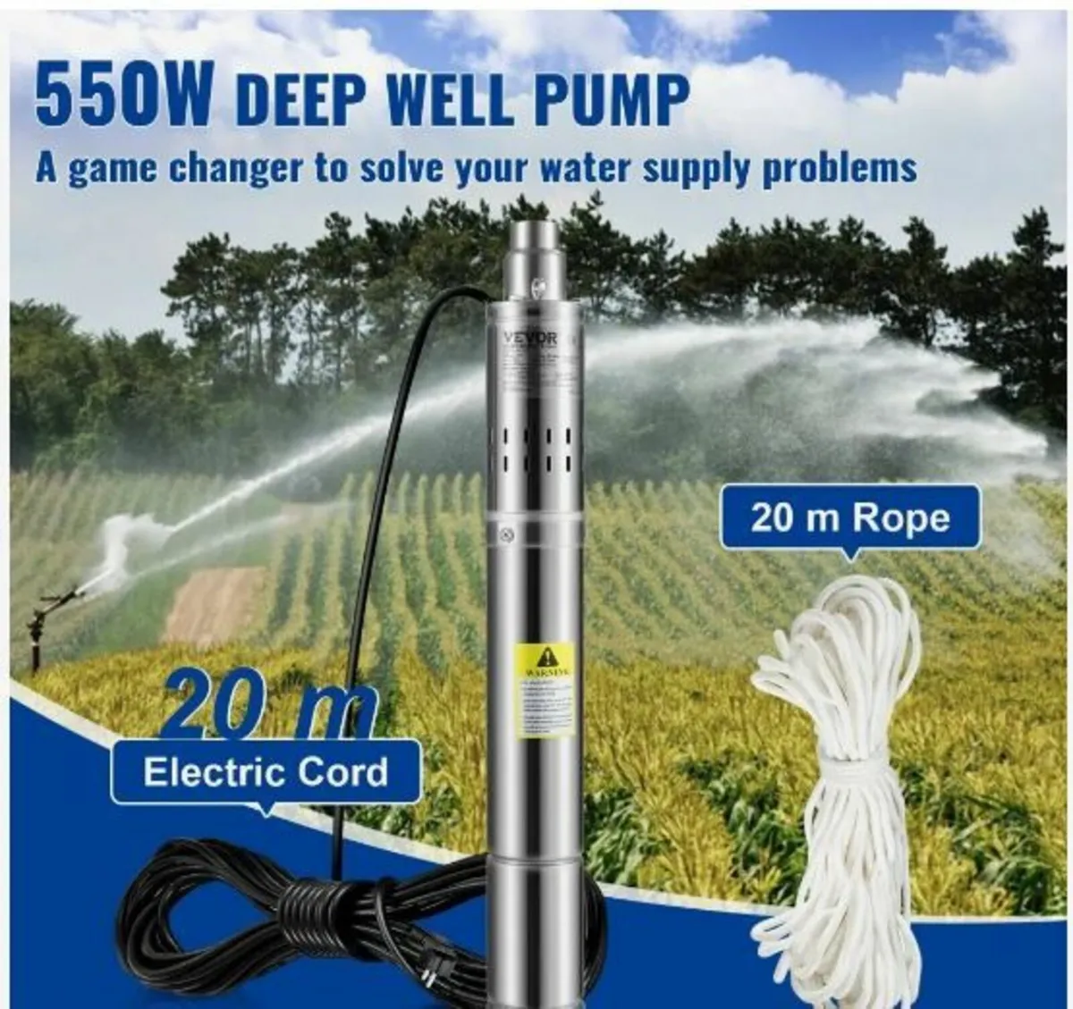 Deep Well Submersible Pump, 550W - Image 2