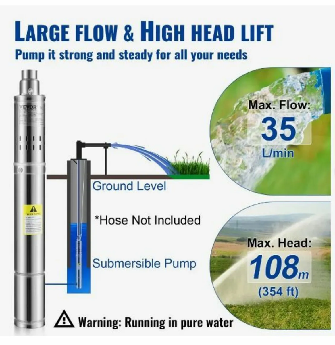 Deep Well Submersible Pump, 550W - Image 3