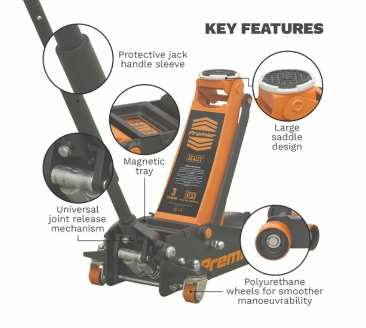 Trolley Jack 3 Tonne Low Profile Rocket Lift - Image 2