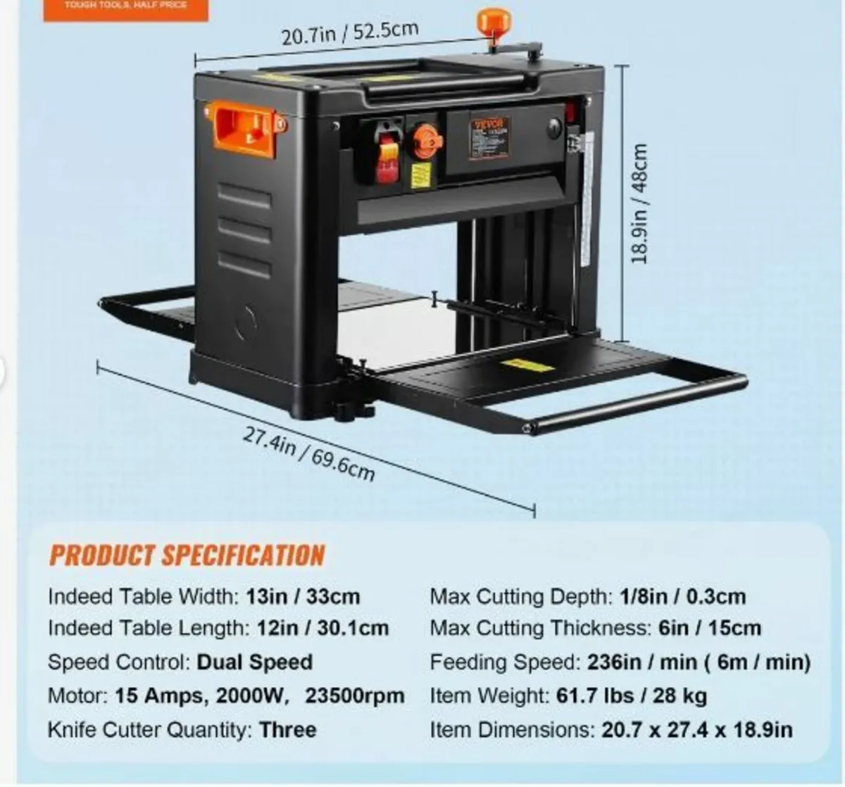 Thickness Planer, Two Speed, 33 cm - Image 3