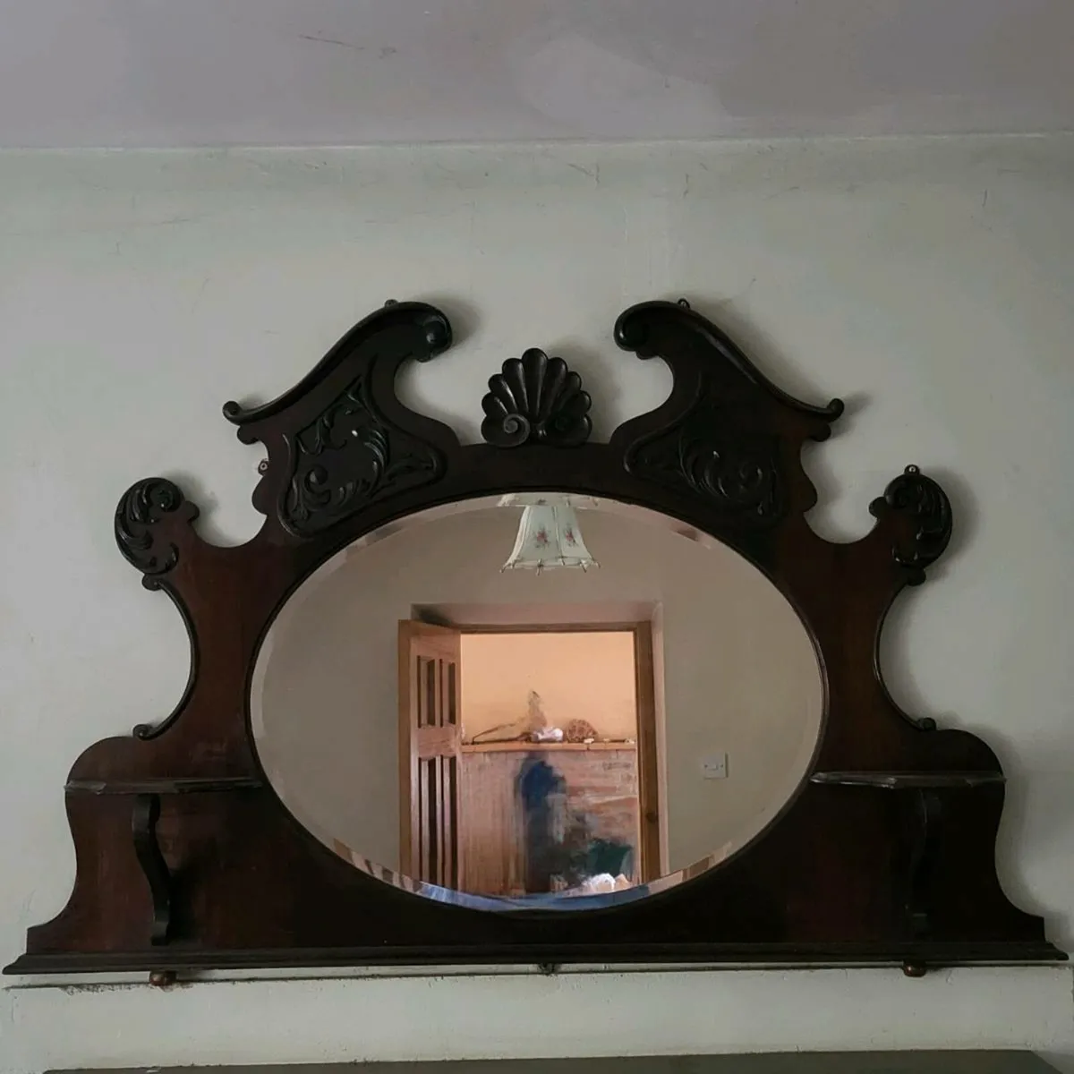 Antique solid wood mirror - Image 1