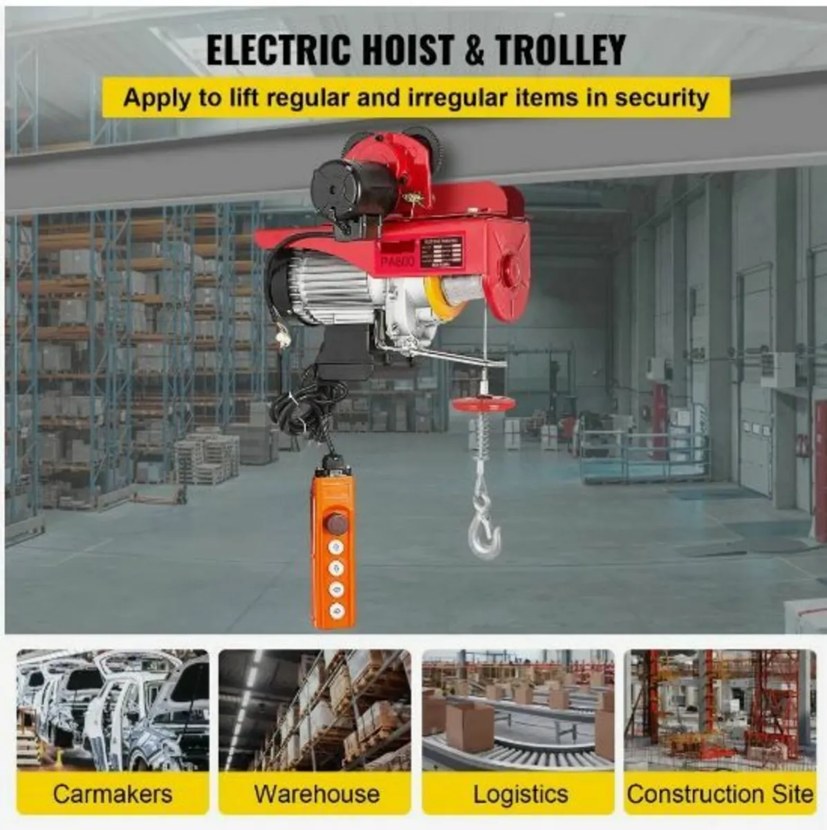 800Kg/1700Lbs Electric Trolley Hoist 1300W - Image 3