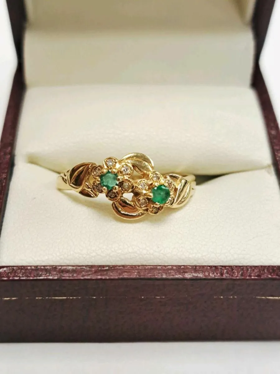 14K Gold Diamond Emerald Ring 14CT - Image 1