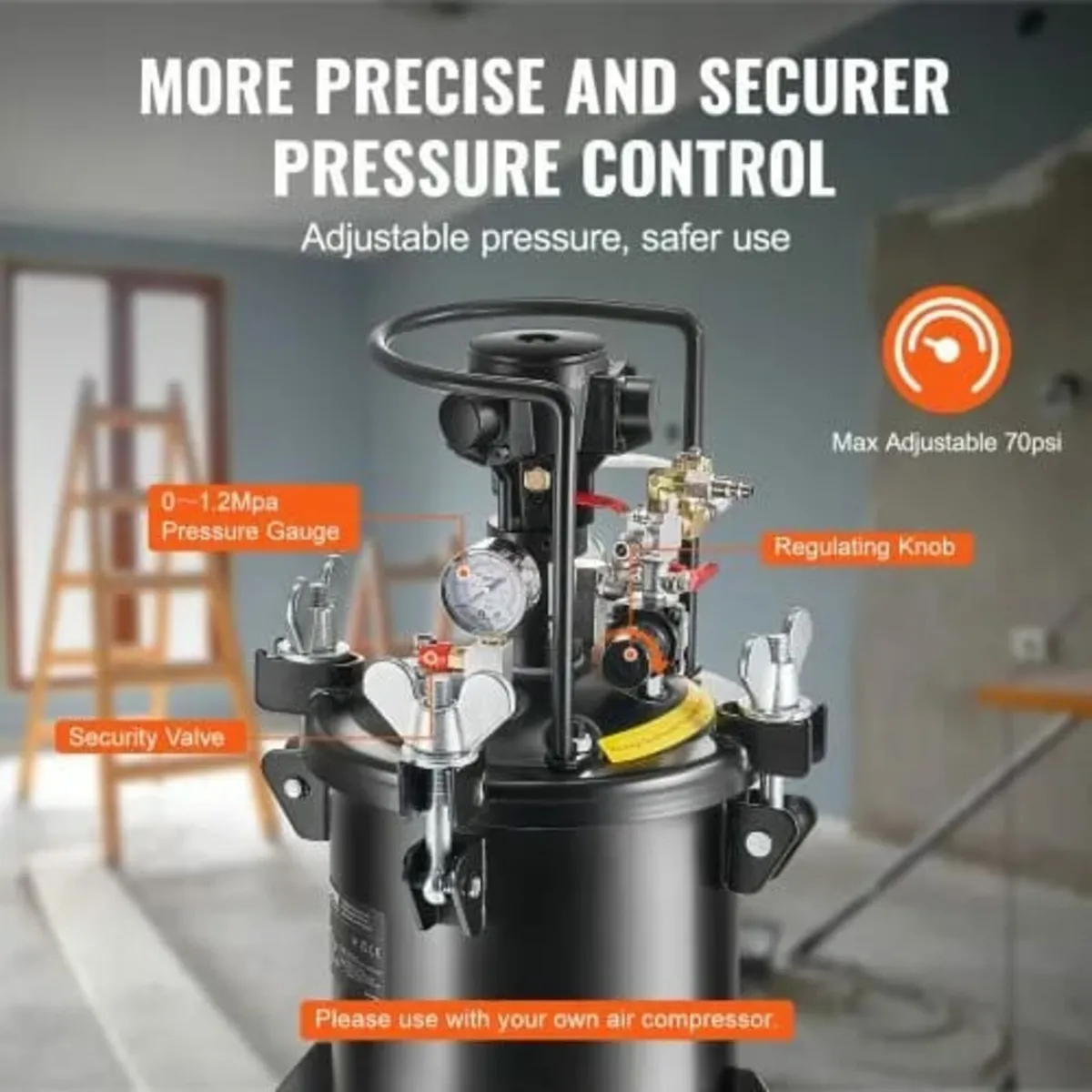 Spray Paint Pressure Pot, 10 L/2.5 gal Fully Autom - Image 2