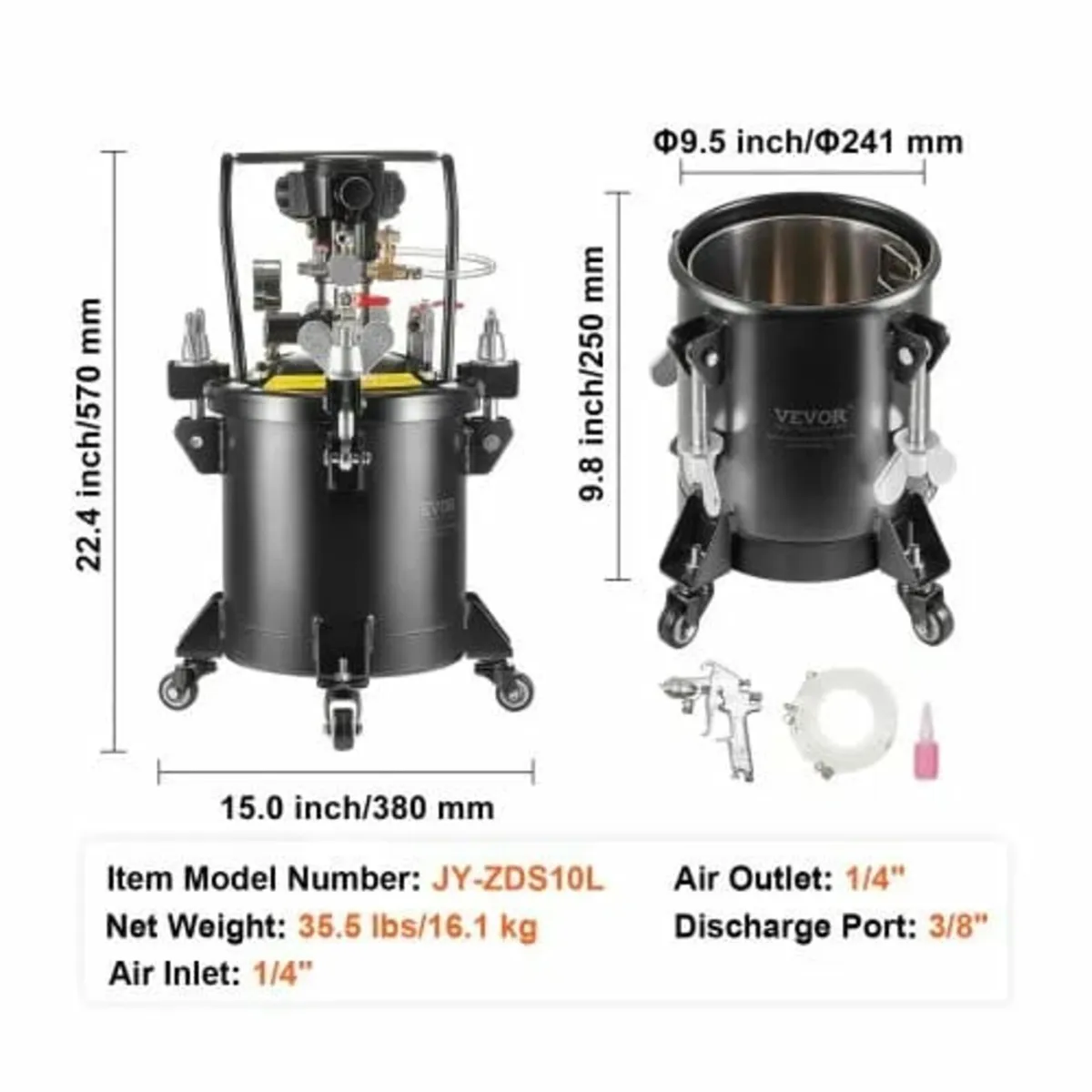 Spray Paint Pressure Pot, 10 L/2.5 gal Fully Autom - Image 3
