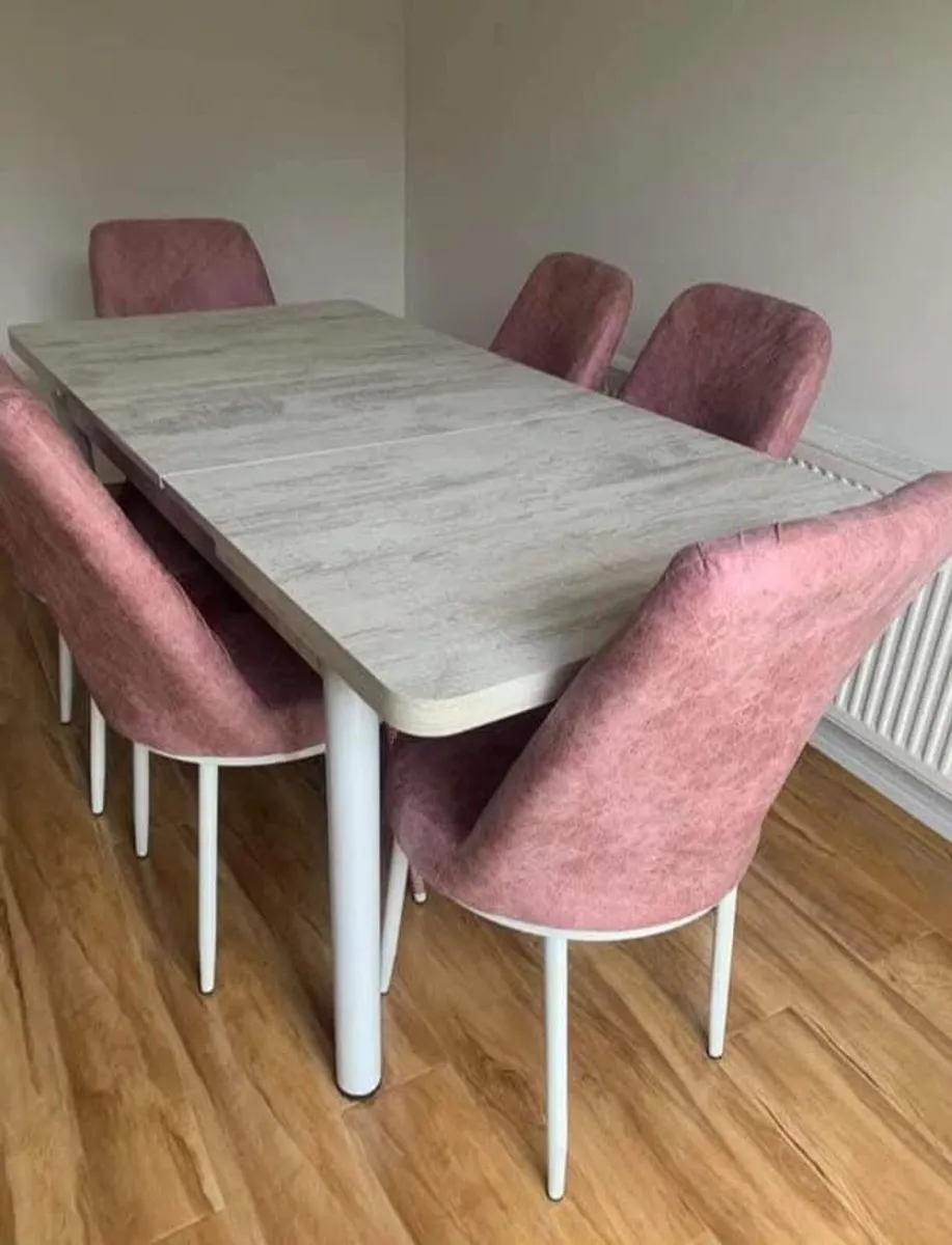 Extendable Kitchen Dining Table With 6 Chairs - Image 2