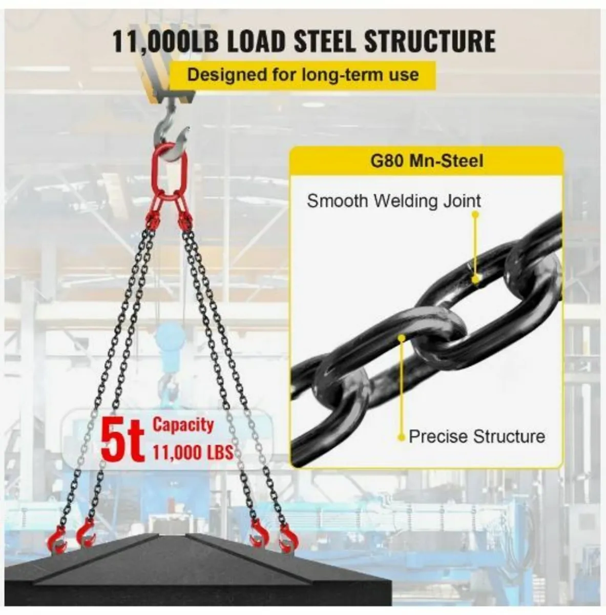 Chain Sling, 5/16 inch x 5 ft Lifting - Image 3