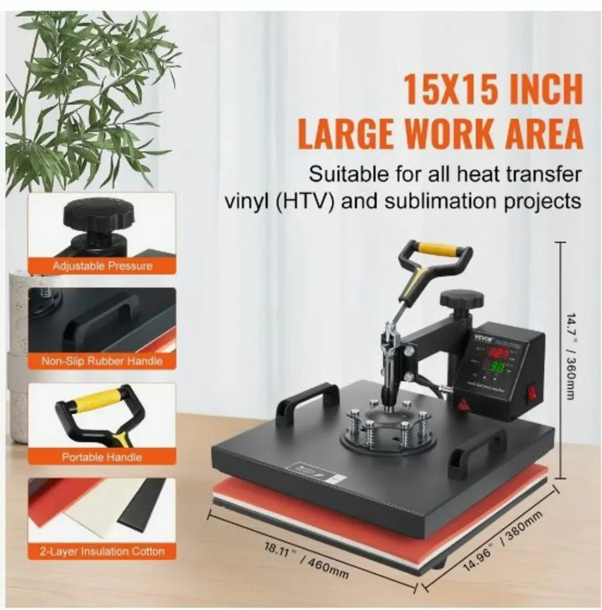 Heat Press Machine, 15x15inch / 38x38cm - Image 4