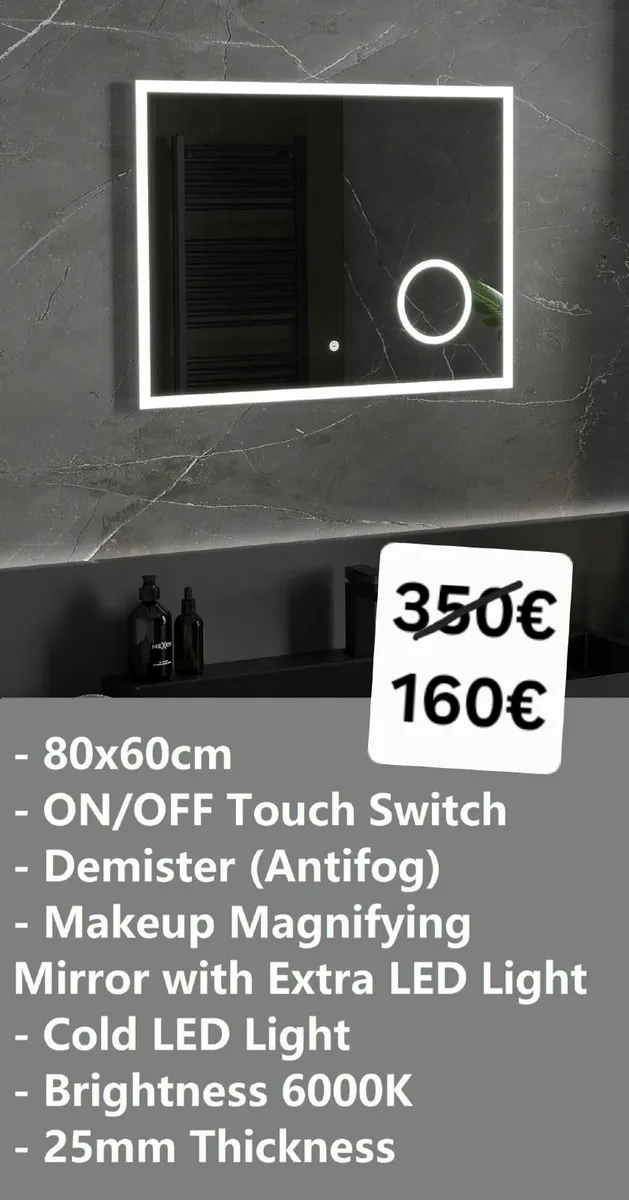 LED Bathroom Mirror 80x60cm - Image 1