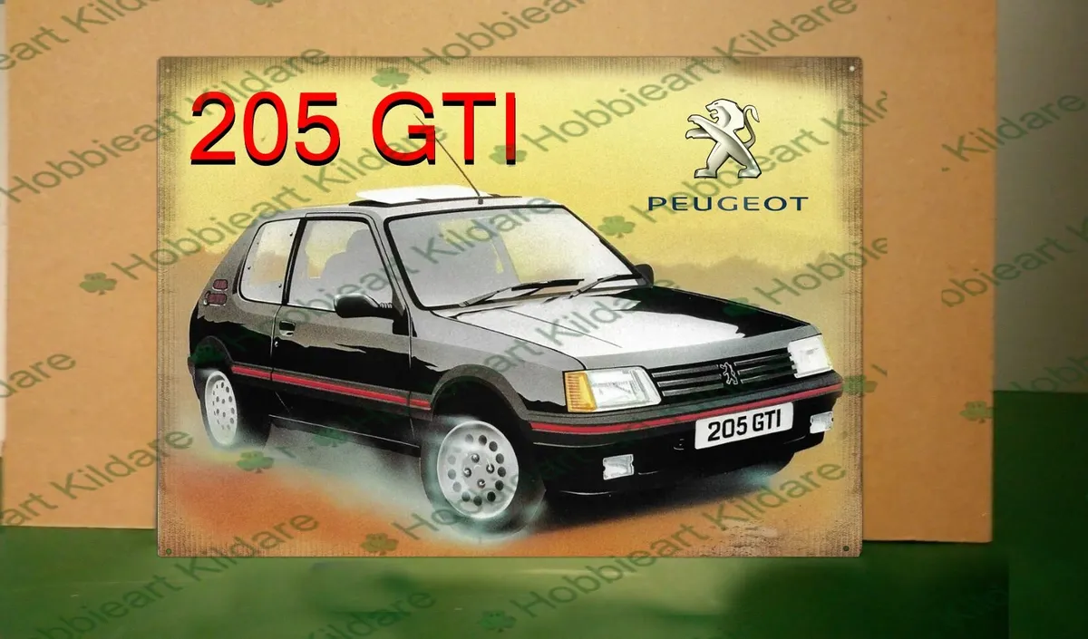Peugeot 205 GTI classic car tin sign - Image 1