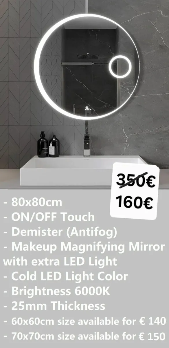 LED Bathroom Mirror Round 80cm - Image 1