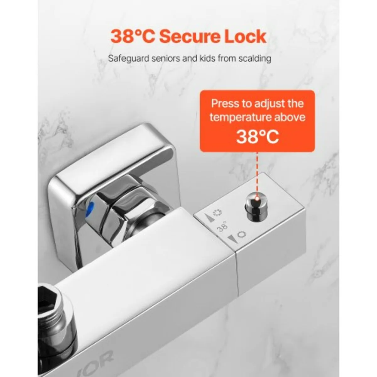 Thermostatic Shower Faucet Valve, 38℃ Secure Lock - Image 3