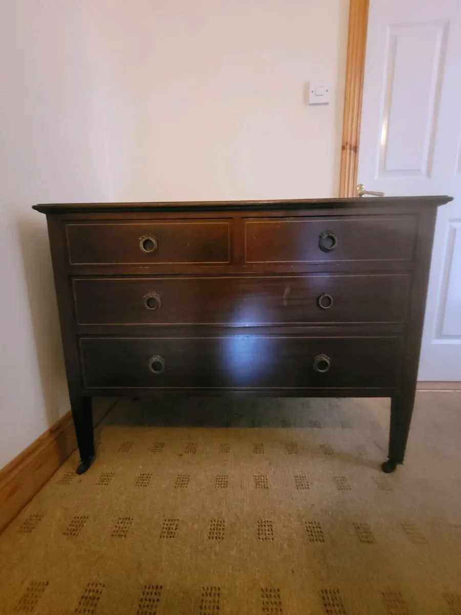 Solid Mahogany Vintage Chest of Drawers – Original - Image 1