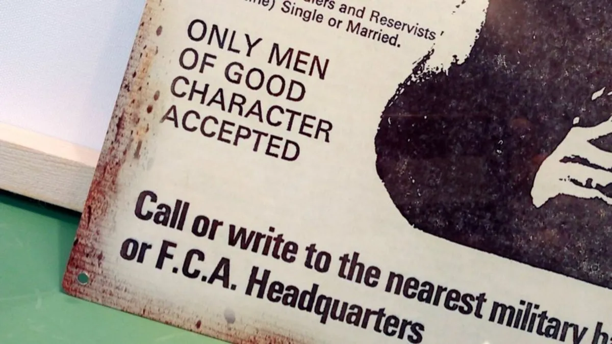 Irish army 1972 recruitment poster tin sign - Image 4