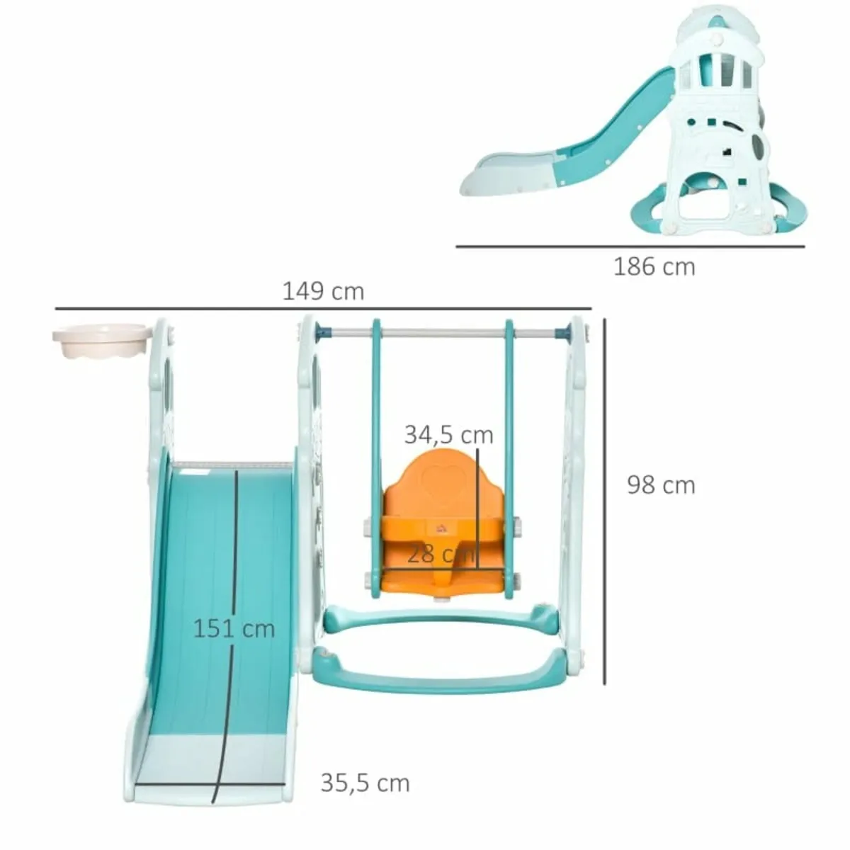 3 in 1 Kid Slide and Swing Set Activity Center w/ - Image 3