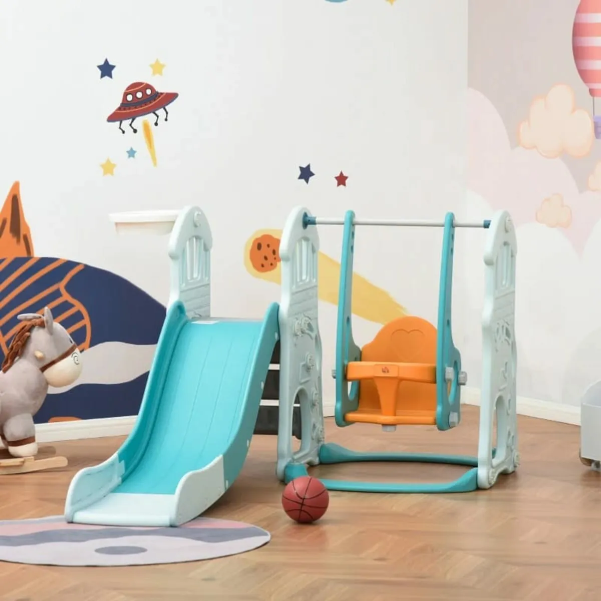 3 in 1 Kid Slide and Swing Set Activity Center w/ - Image 4