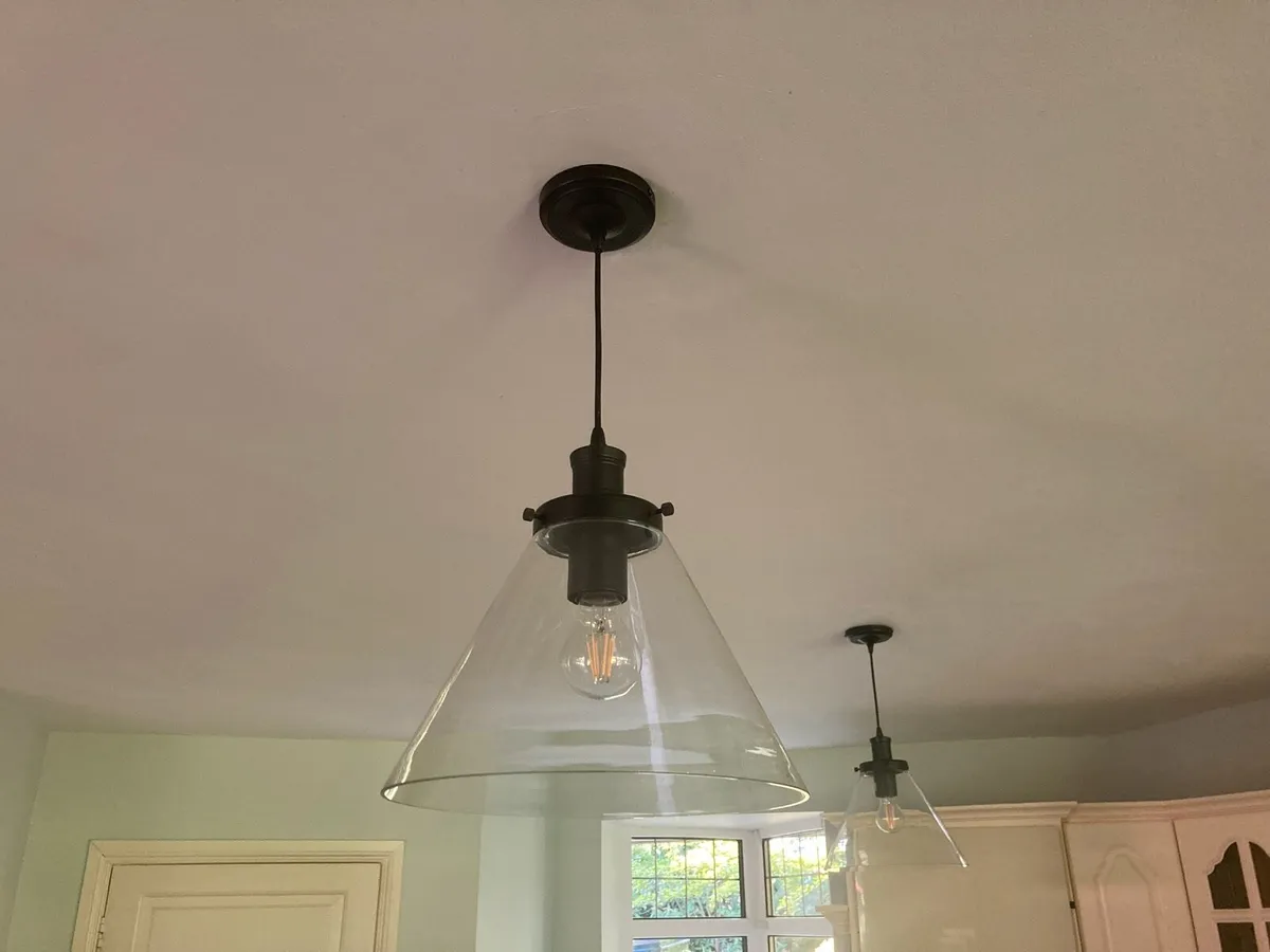 Pendant light with glass shade (3 available) - Image 1