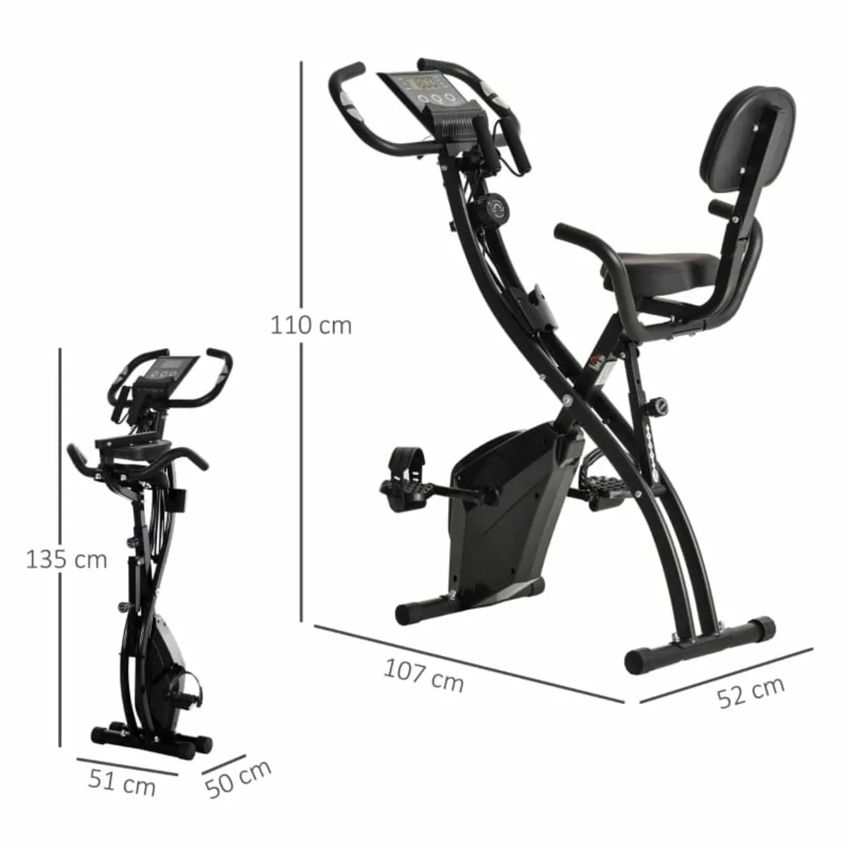 2-in-1 Folding Exercise Bike with 8-Level Magnetic - Image 4