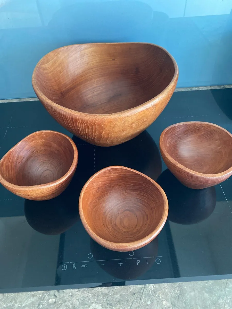 Solid teak salad bowls - Image 2