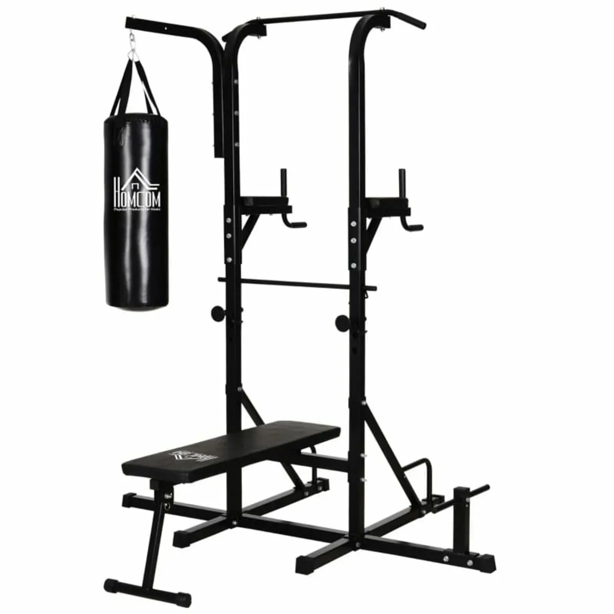 Home Gym Power Tower with Bench and Punching Bag, - Image 1