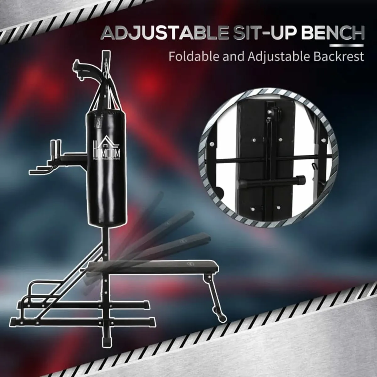 Home Gym Power Tower with Bench and Punching Bag, - Image 4