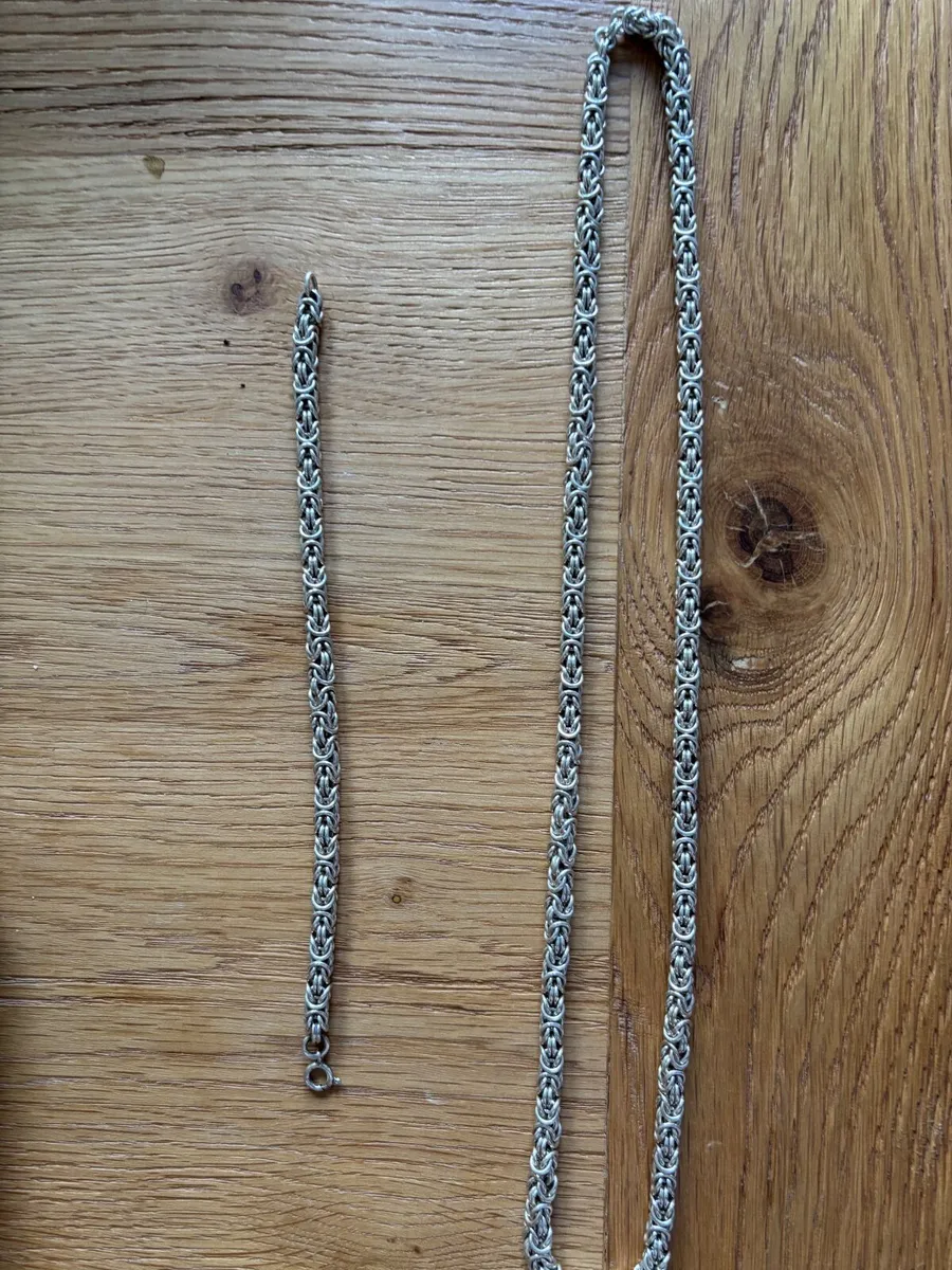 Silver king  chain & bracelet set - Image 1