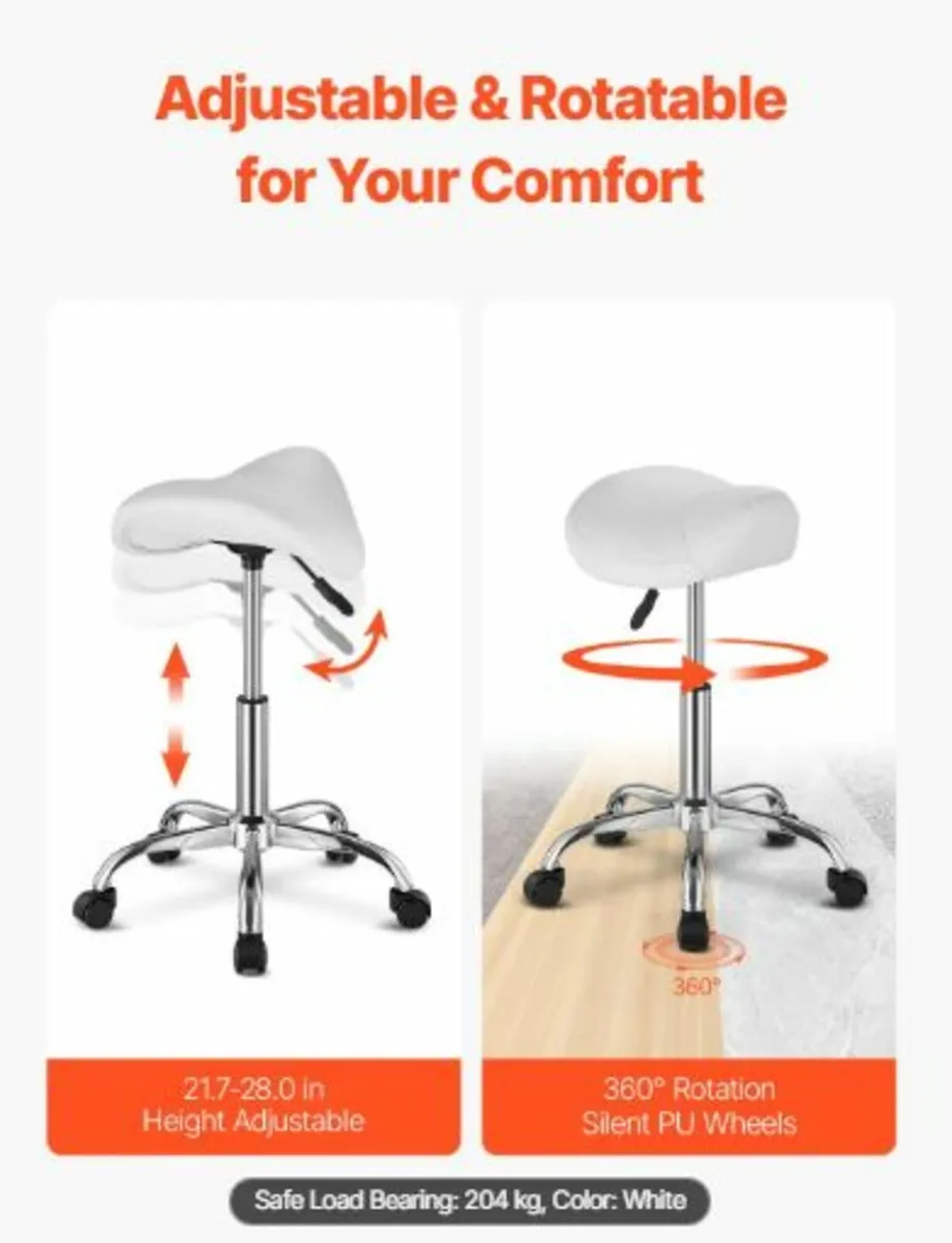 Saddle Stool with Wheels, 450 LBS Weight Capacity - Image 3