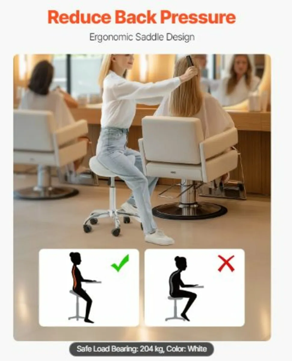 Saddle Stool with Wheels, 450 LBS Weight Capacity - Image 4