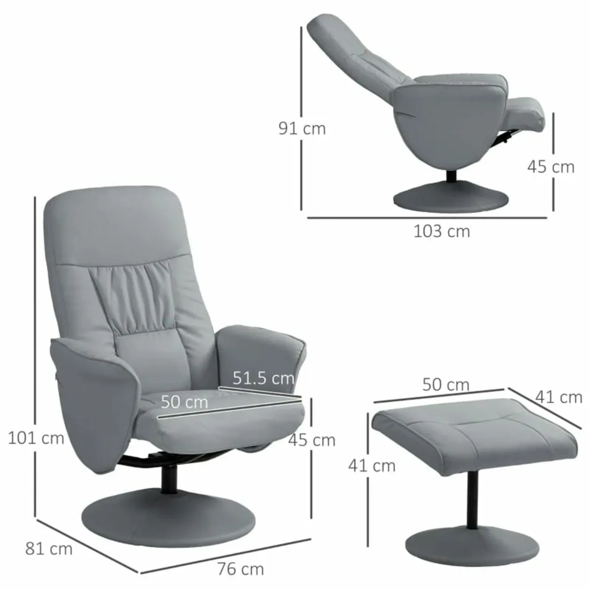 2-piece chair set Recliner with ottoman, reclining - Image 4