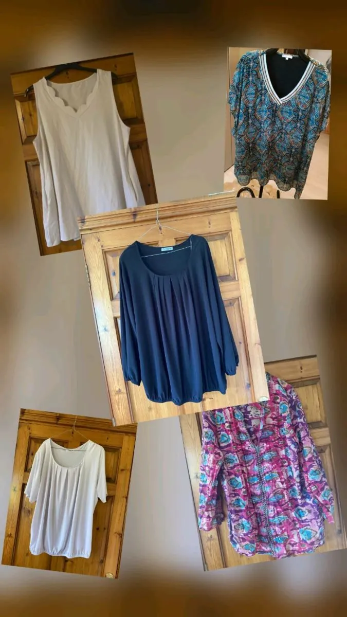 Bundle of ladies tops, tunics and dress sz 24/26 - Image 1