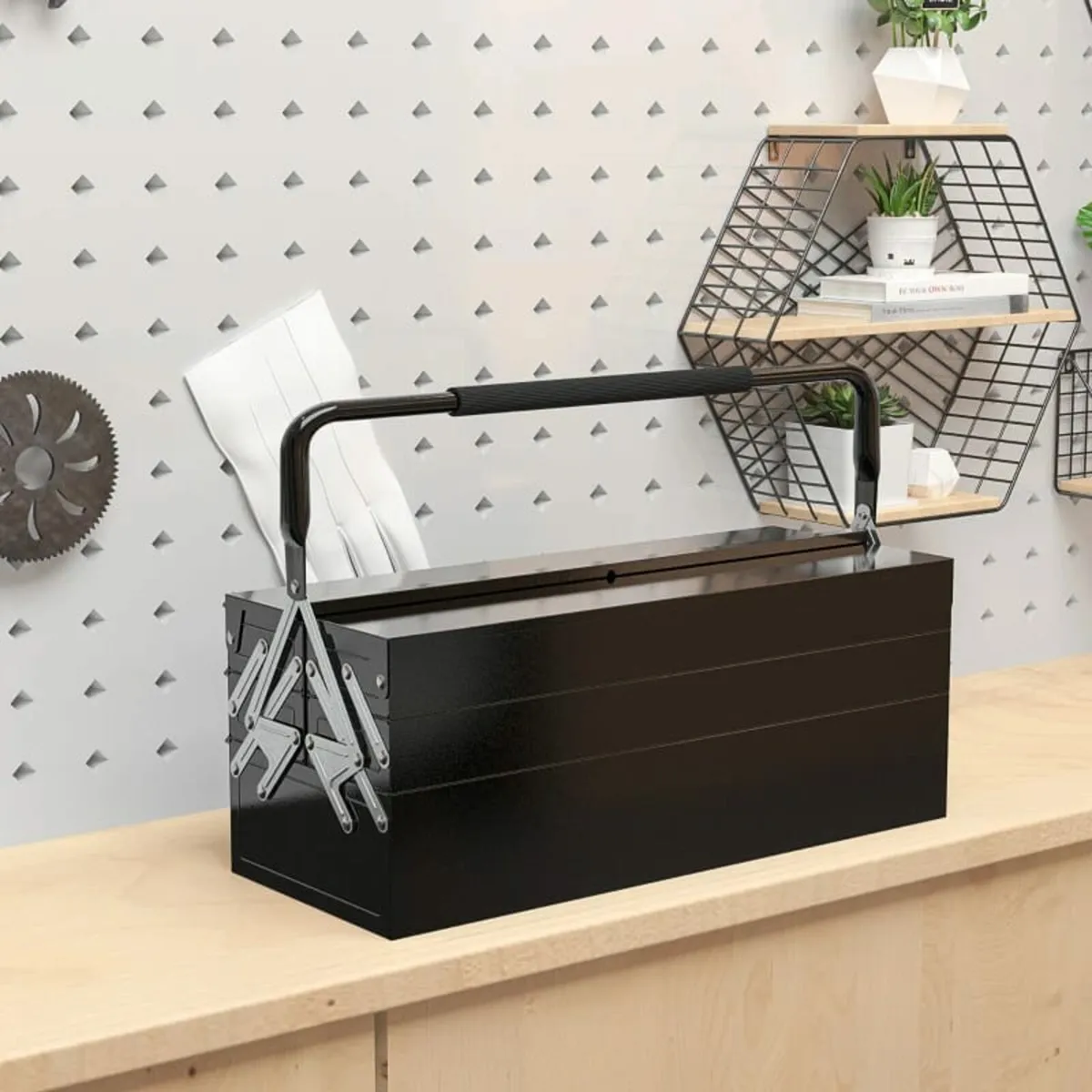 3 Tier Metal Toolbox, 5 Tray Professional Portabl - Image 3