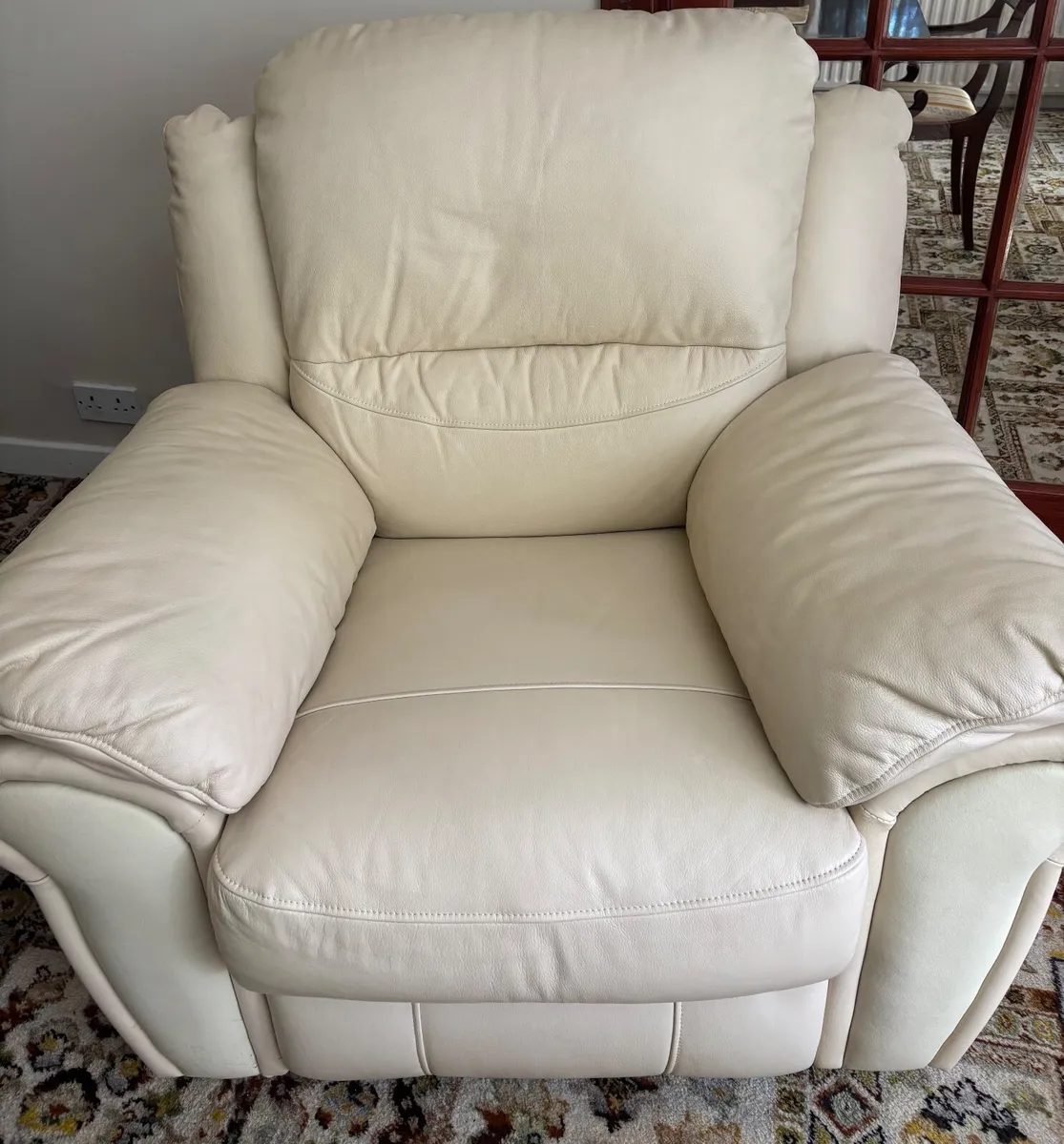 Cream Leather Recliner Sofa 3-1-1 - Image 2