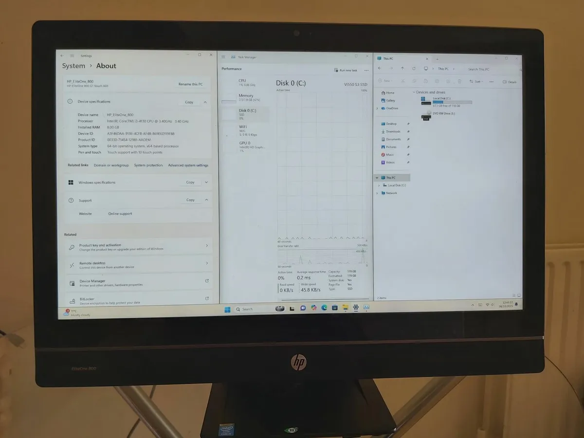 AiO Touch HP Elite800 24" Win11 Fast - Image 1