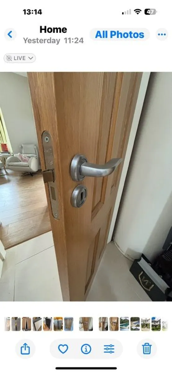 A pair of high quality heavy oak doors with beautiful chrome fitting - Image 3