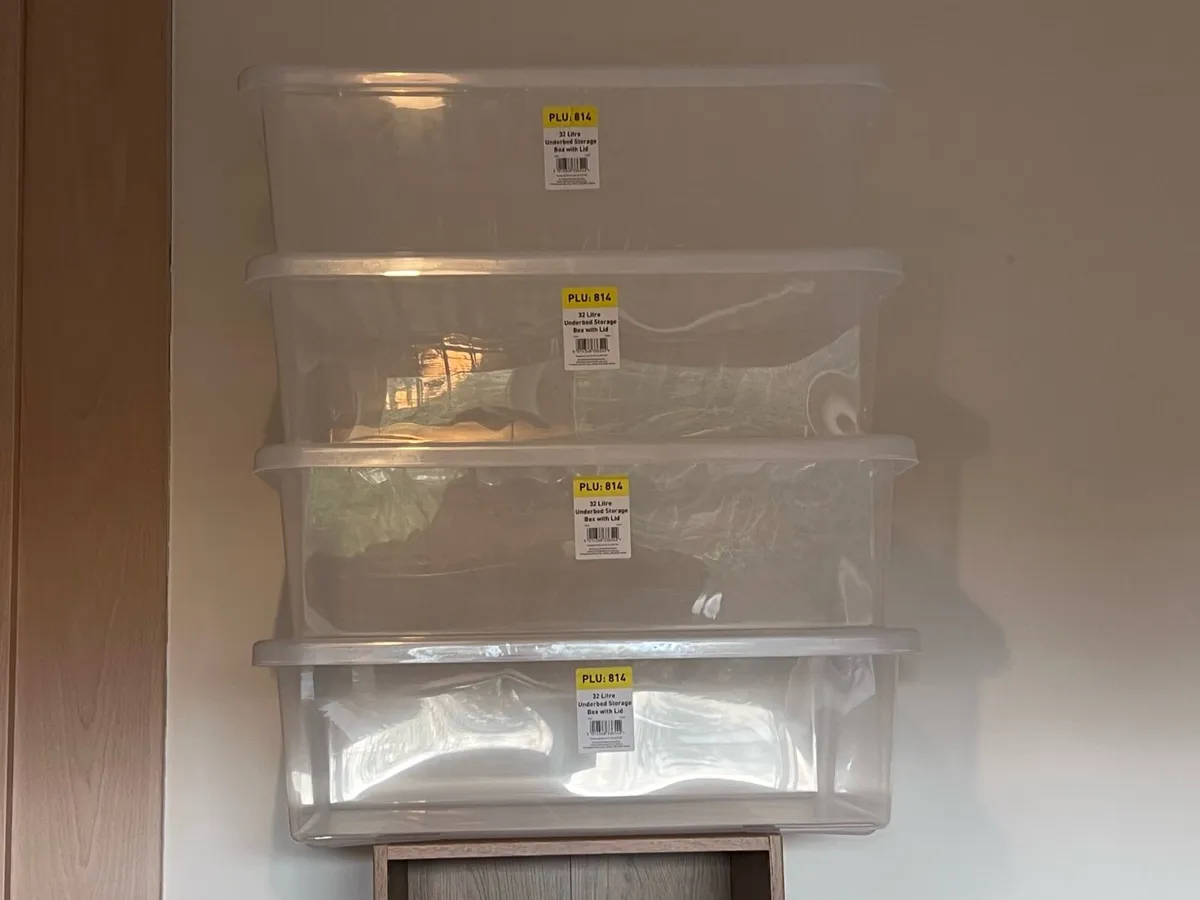 4x Large Plastic Storage Boxes (32L each) - Image 2