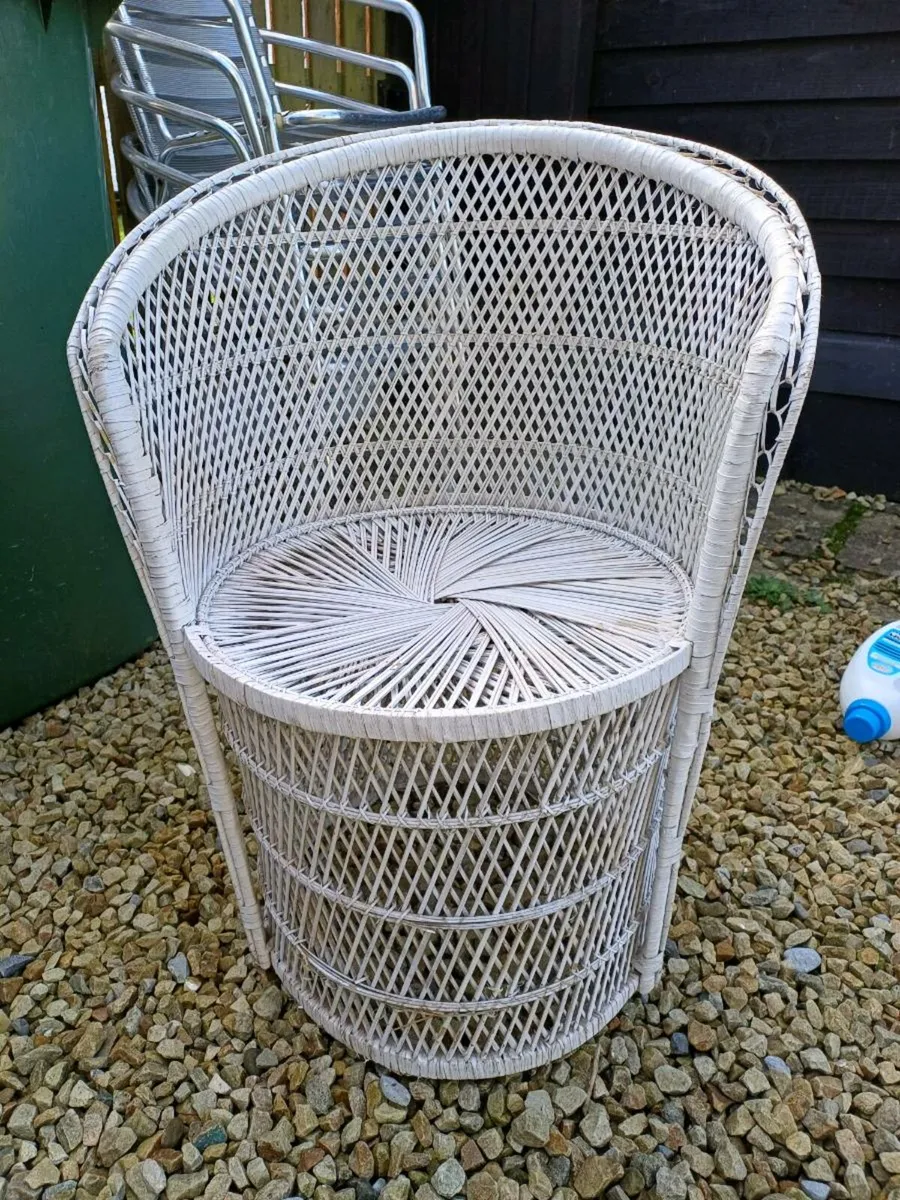 2 Vintage Peacock Throne Wicker Chairs - Image 4