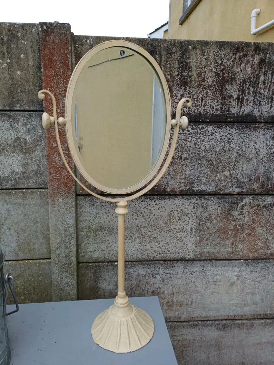 Vintage Shabby Chic Metal Table Mirror - Image 1