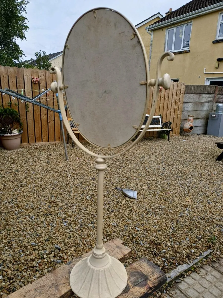Vintage Shabby Chic Metal Table Mirror - Image 4