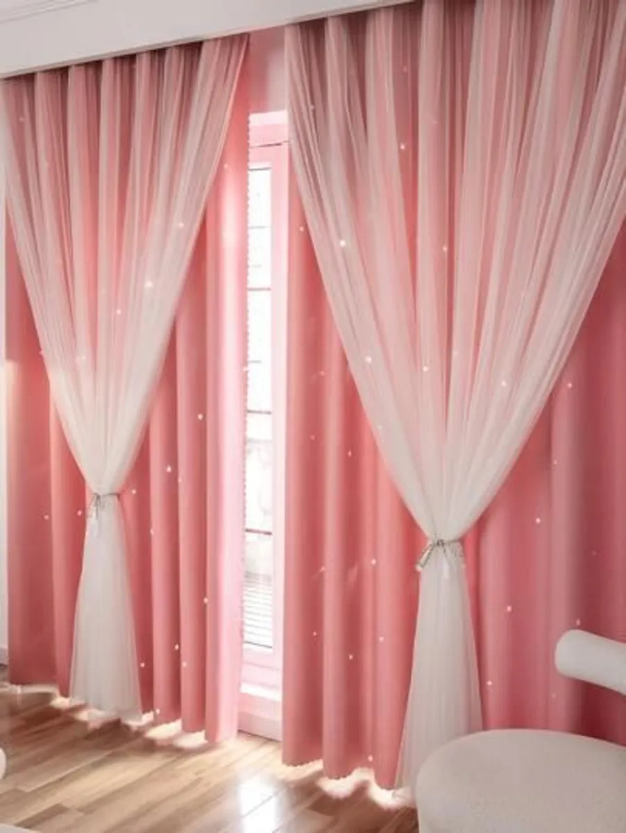 beautiful pink black out curtians w60/ 80 - Image 2