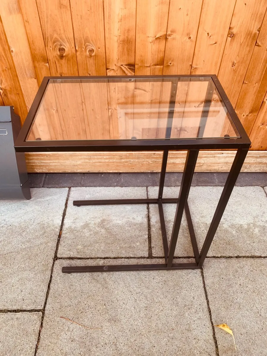 Black glass top side table