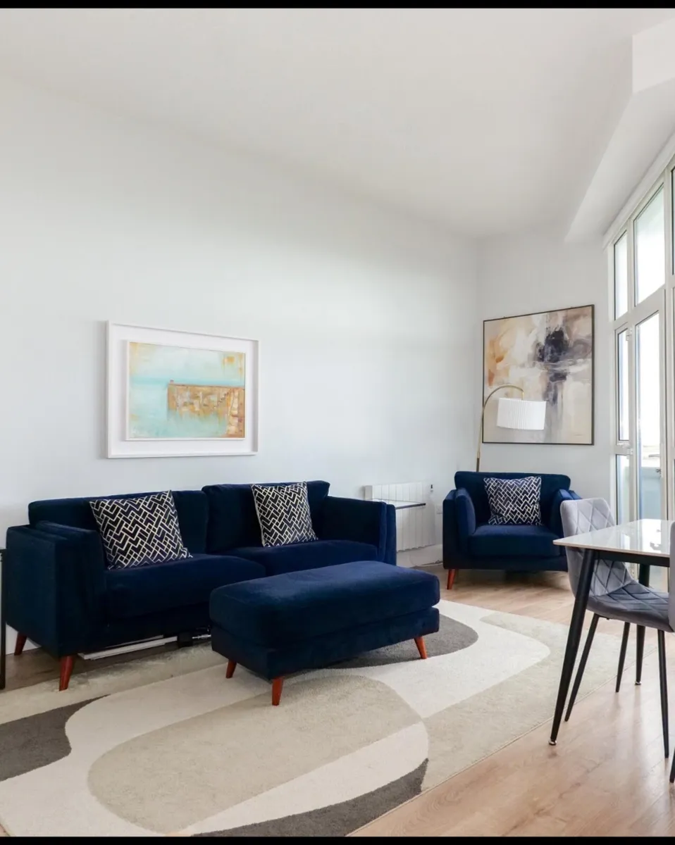 Bellini Couch, Armchair, Footstool, Rug and Lamp